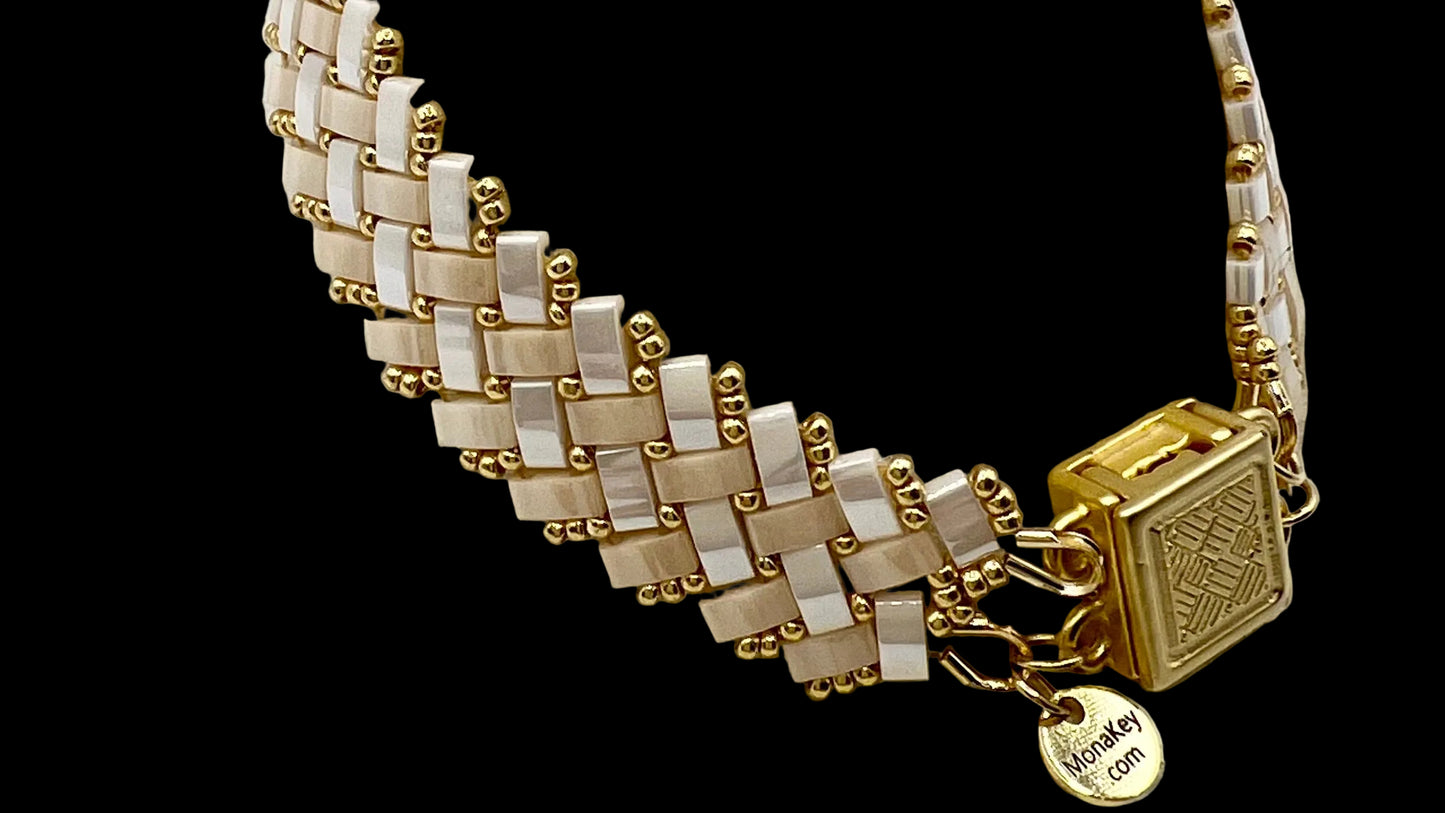 “Casa Blanca” Miyuki Herringbone Weave Bracelet
