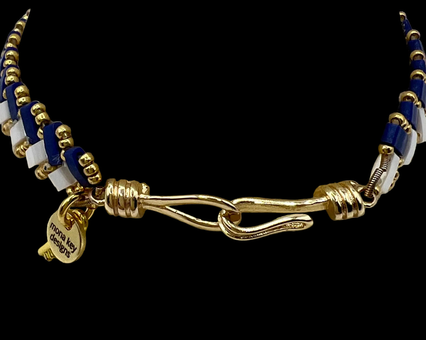 Navy Blue and Pearl White Miyuki Whisper!