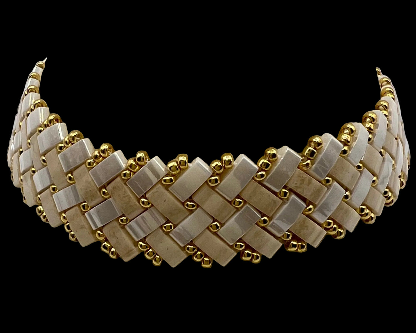 “Casa Blanca” Miyuki Herringbone Weave Bracelet