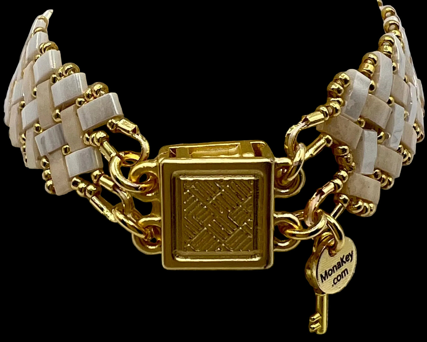 “Casa Blanca” Miyuki Herringbone Weave Bracelet